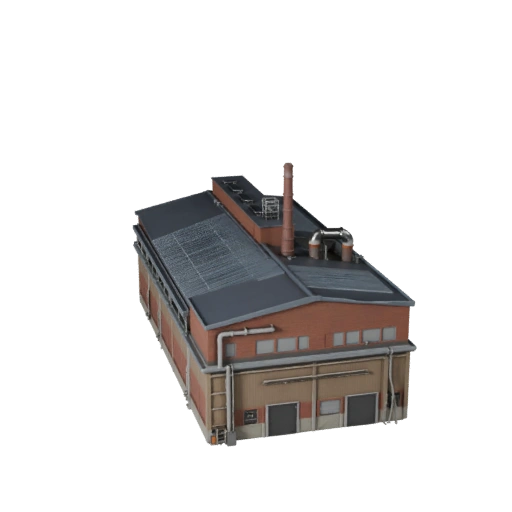 Modèle 3D d'Usine de Fabrication Stylisée - Asset de Jeu