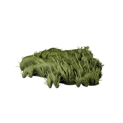 Tall Grass Meadow Patch Realistic 3D model, three-quarter environment render, showing leaf clusters, terrain detail.