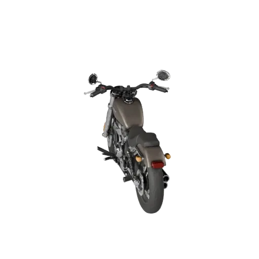 Hochauflösendes 3D-Modell eines Vintage Cruiser Motorrads, Nahaufnahme im Studio, hochauflösendes Fahrzeug-Asset mit tief lie