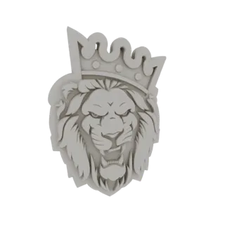 Majestic Lion Head with Crown 3D Model