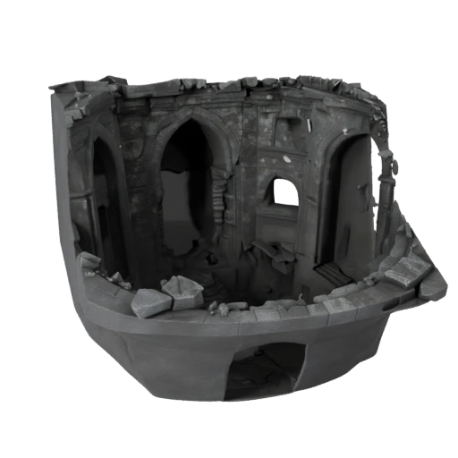 Hochdetailliertes überflutetes Ruineninterieur 3D für VFX-Nahaufnahmen
