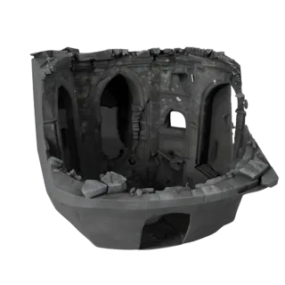 High Poly Flooded Ruin Interior 3D for VFX Close-Ups