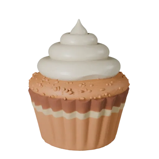 Glazed Cupcake Printable 3D model, isometric STL render, showing cream, sweet food silhouette.