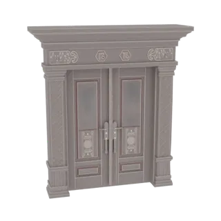 Ornate Double Entrance Doors with Pediment