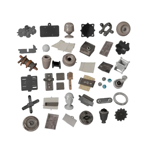 Market Street Clutter 3D model, three-quarter front view, Unity viewport, showing paper-like cards, form detail.
