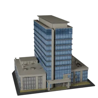 Stylized Glass Office Building 3D Model - Game Asset
