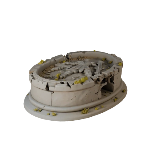 Printable Ruined Oval Base STL Asset Pack | Resin Print