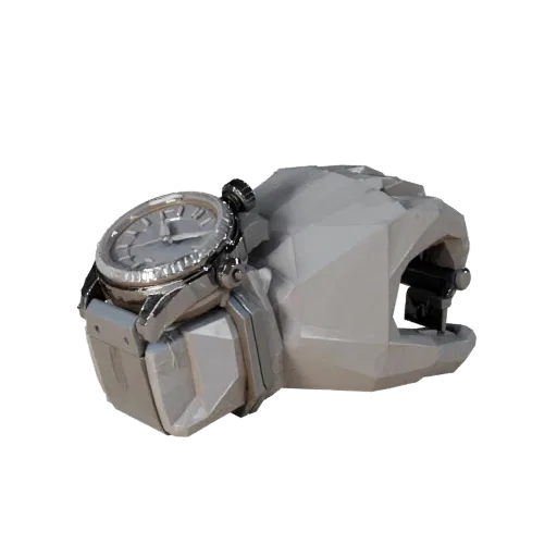 Sport Pocket Watch Low Poly 3D model, game viewport three-quarter view, showing metal cases, wrist scale.