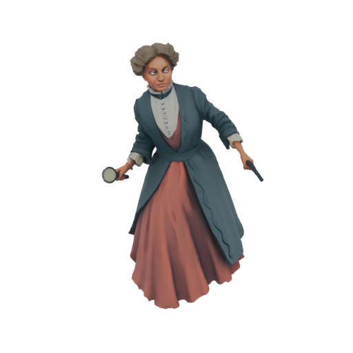 Mujer Detective Victoriana con Lupa y Pistola