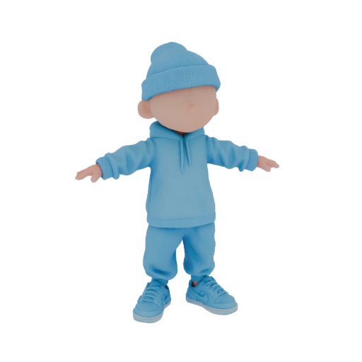 Blue Hoodie and Beanie Kid 3D Model