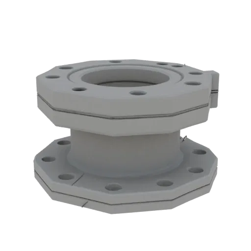 Machined Pipe Flange Printable 3D model, isometric STL render, showing machined metal, precise part geometry.