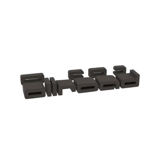 A 3D render of a dark gray modular sofa set arranged in a linear configuration against a black background.