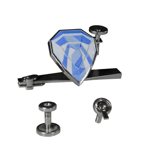 Monogram Style Tie Clip game ready 3D model, top-down studio render, showing cufflink silhouette and surface contrast.