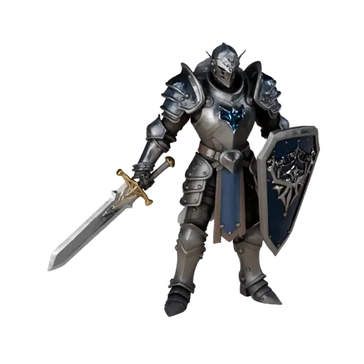 Personnage 3D réaliste de Paladin blindé, vue du moteur, atout prêt pour Unreal Engine avec pose debout ; Modèle de personnag