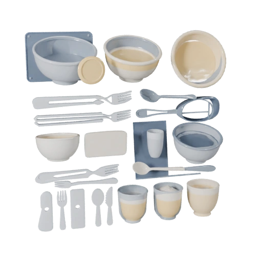 Banquet Salad Bowl Set 3D Web Asset for Online Use
