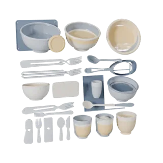 Banquet Salad Bowl Set 3D Web Asset for Online Use