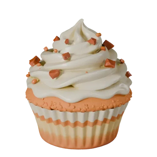 Glazed Cupcake Stylized 3D model, stylized isometric render, showing cream, sweet food silhouette.