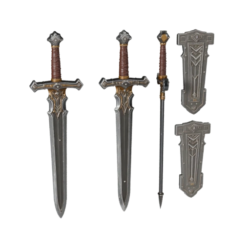 Modelo 3D de Espada Ornamentada para Motores de Juego Casuales