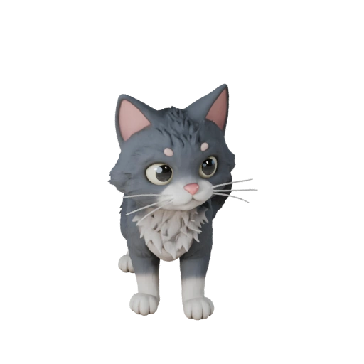 Modelo 3D de Gato Ragdoll em Desenho Animado - Asset Estilizado para Animação