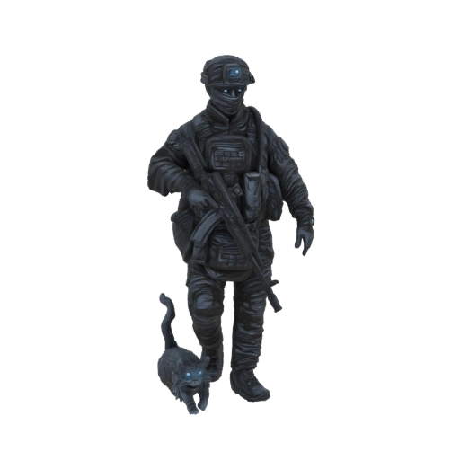 Tactical Soldier with Cybernetic Cat 3D Model