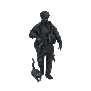 Tactical Soldier with Cybernetic Cat 3D Model