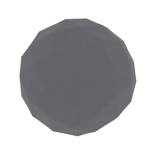 A gray, low-poly sphere with visible geometric facets, presented on a white background.