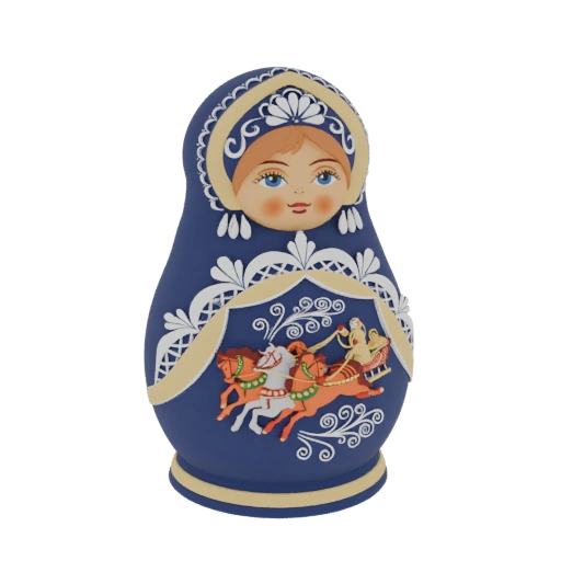 Matryoshka Doll with Sleigh and Horses