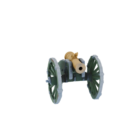 Vintage Cannon with Wooden Wheels 3D Model