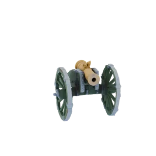 Vintage Cannon with Wooden Wheels 3D Model