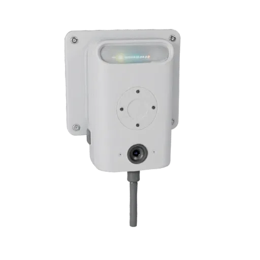 Security Video Doorbell 3D model, three-quarter front view, AR viewer studio render, showing white plastic, form detail.