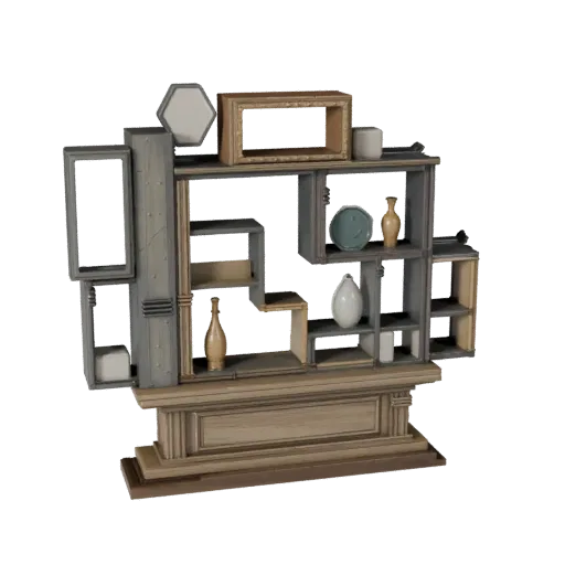 Handmade Wall Art Stylized 3D model, living room, stylized isometric render, ceramic detail.