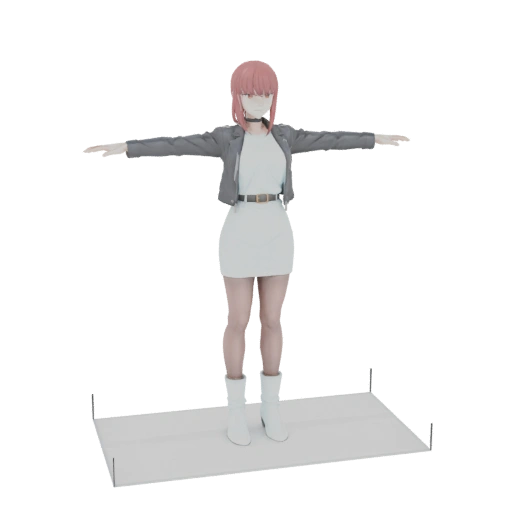 Anime Girl in White Dress and Jacket 3D Model