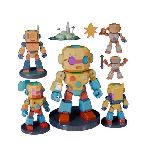 Space Toy Photo Set stylized 3D model preview showing layered parts, three-quarter game view, depth and display scale