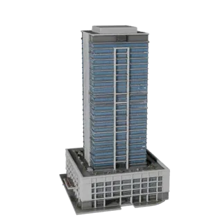 High Poly Mixed Use Skyscraper 3D Model for Archviz