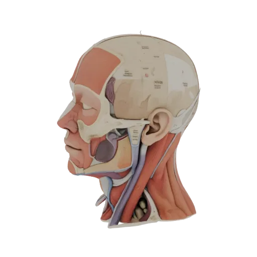 Modular Head Anatomy Kit 3D model, three-quarter studio render, showing neutral educational colors, form detail.