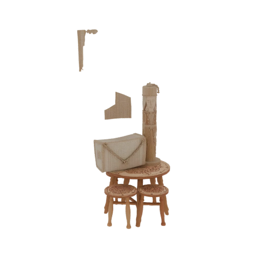 Miniature Wicker Vanity Set with Stools