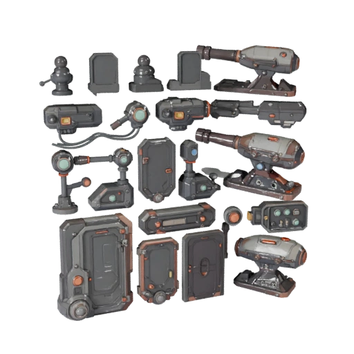 Stilisierter Sci-Fi-Steuerhebel 3D Casual Game Asset
