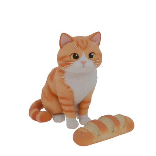 Ginger cat with baguette