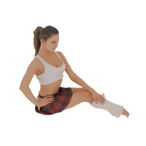 Woman in Plaid Skirt and White Top