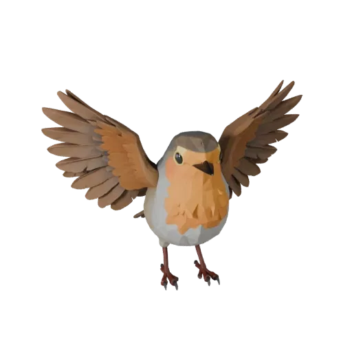 Modelo STL Robin de Alta Poligonalidade, vista de exibição isométrica, figura animal pronta para impressão com direção de pen