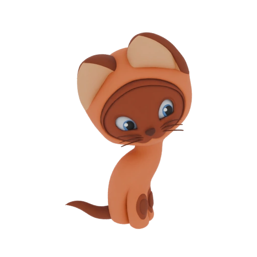 Modèle 3D Chat Siamois Mignon en Sweat à Capuche