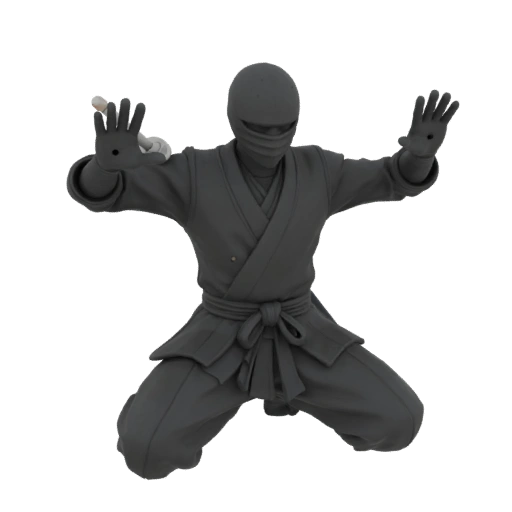 3D Ninja Kneeling Model