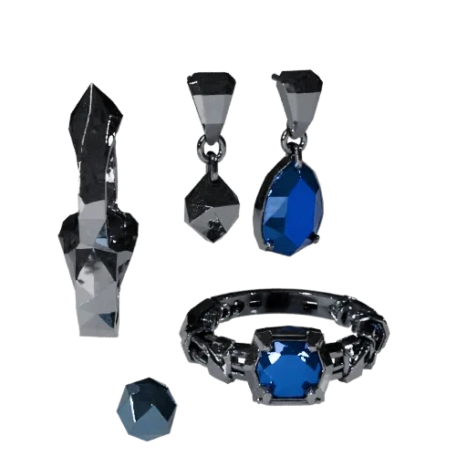 Luxury Ring And Pendant Set game ready 3D model, studio profile shot, highlighting set seams, edges, and finish layers.