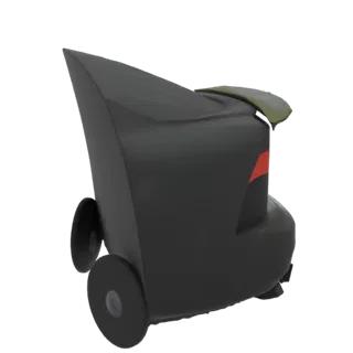 Modello 3D di bagaglio sportivo nero futuristico con distintivo spoiler verde oliva e dettaglio fanale posteriore rosso, most