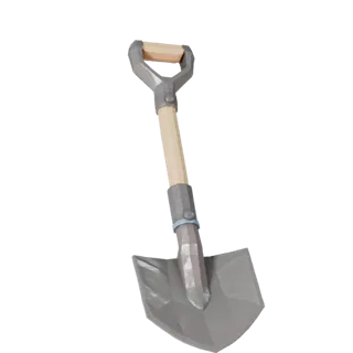 Low Poly Clean Shovel 3D Asset for Realtime Levels