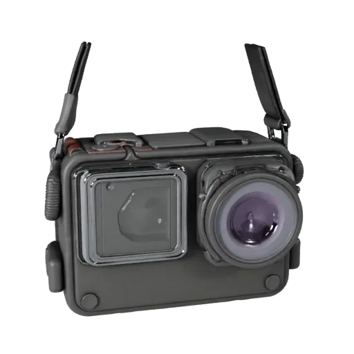 Modelo 3D High Poly de Cámara Corporal de Entrenamiento, render de estudio en primer plano, mostrando escudos transparentes,
