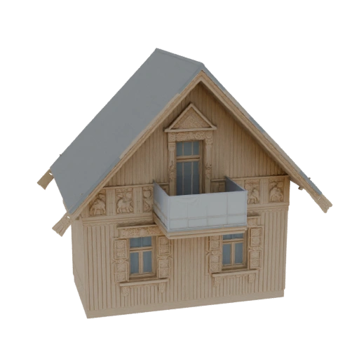 Traditional Wooden House with Balcony
