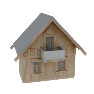 Traditional Wooden House with Balcony