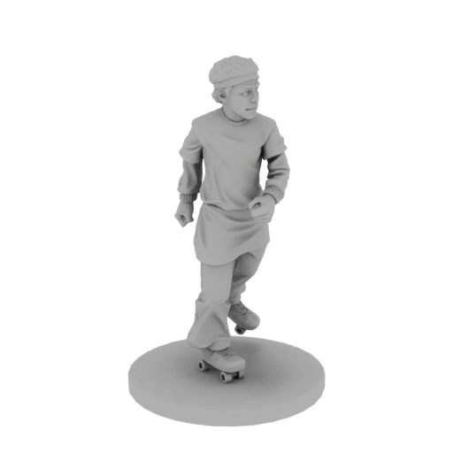 Young Boy on Roller Skates Miniature