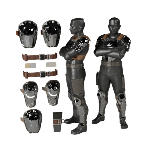 Taktischer Schienbeinschutz 3D-Asset für Echtzeitnutzung